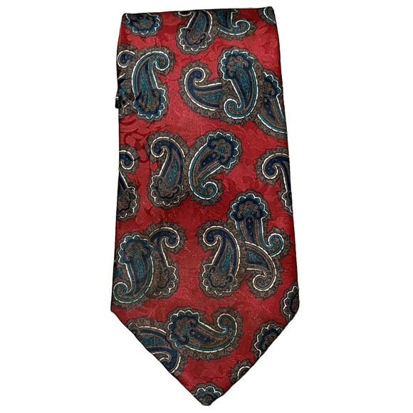 Pierre Cardin Tie Classic Necktie Paisley Red Brown Made‎ In USA Designer 56x3.5 - Picture 1 of 2